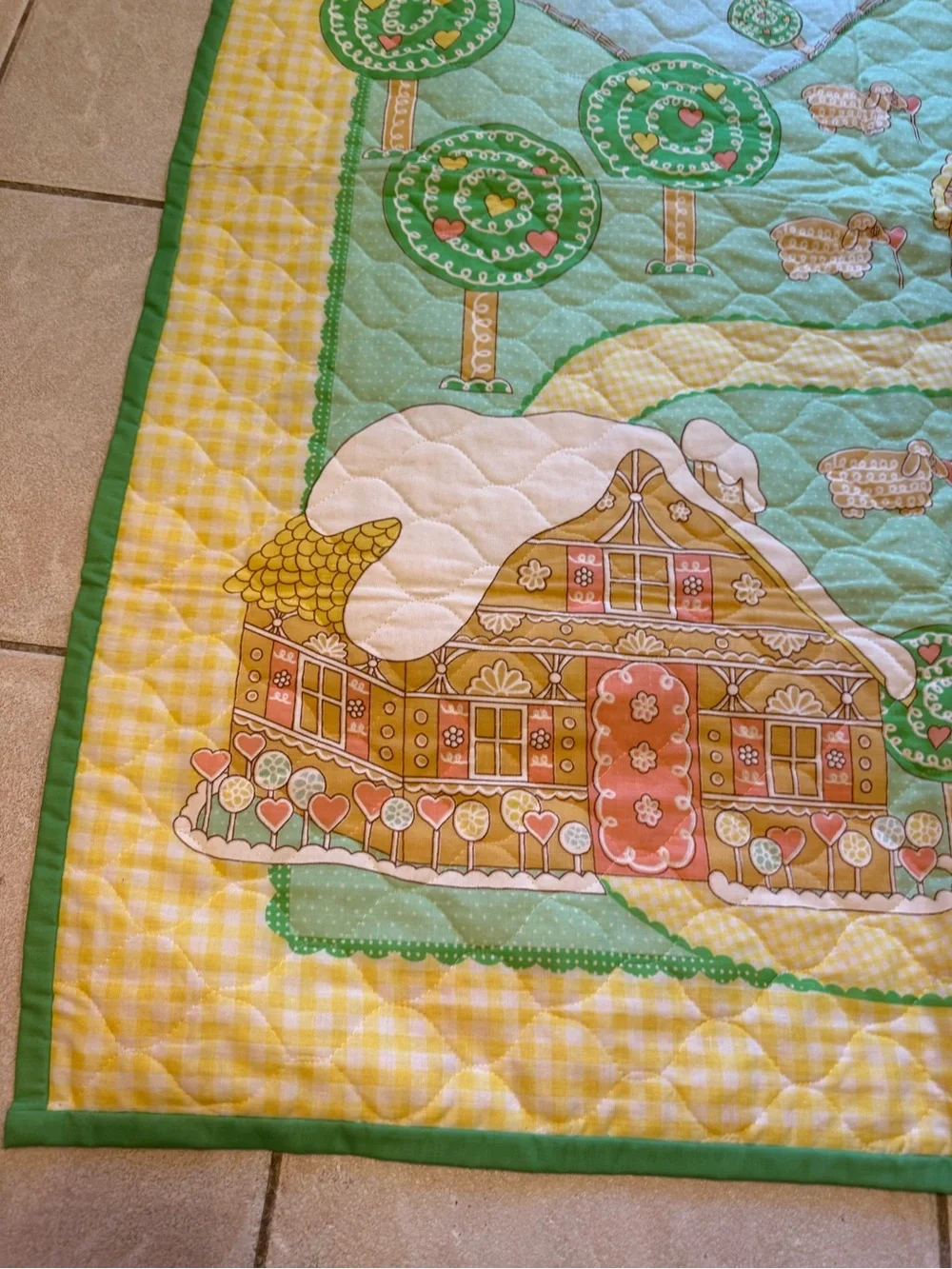 Vintage Thats Our Baby Farm Trees Sheep Sun Baby Blanket Quilt